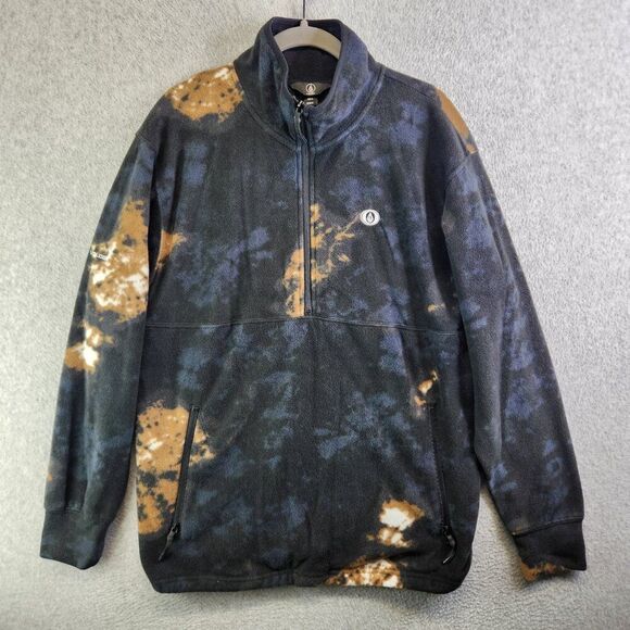 Volcom Sweater Mens M Black Bleached Tie Dye V Scient Fleece Ski Snowboarding - Picture 15 of 15
